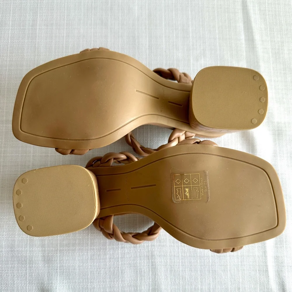 Dolce Vita Shoes Paily Braided Block Heel  Sandals Tan Size 7.5